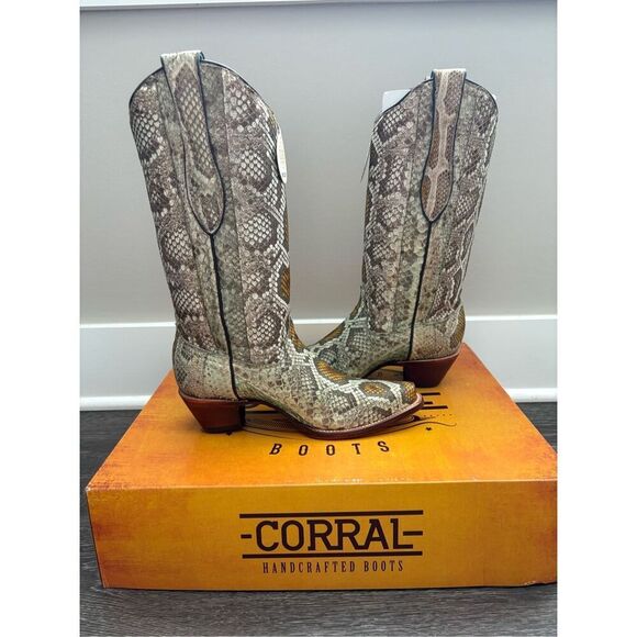 NIB Corral Gold Full Python Limited Edition Women’s Cowboy Boots Size 7.5 - Picture 10 of 11